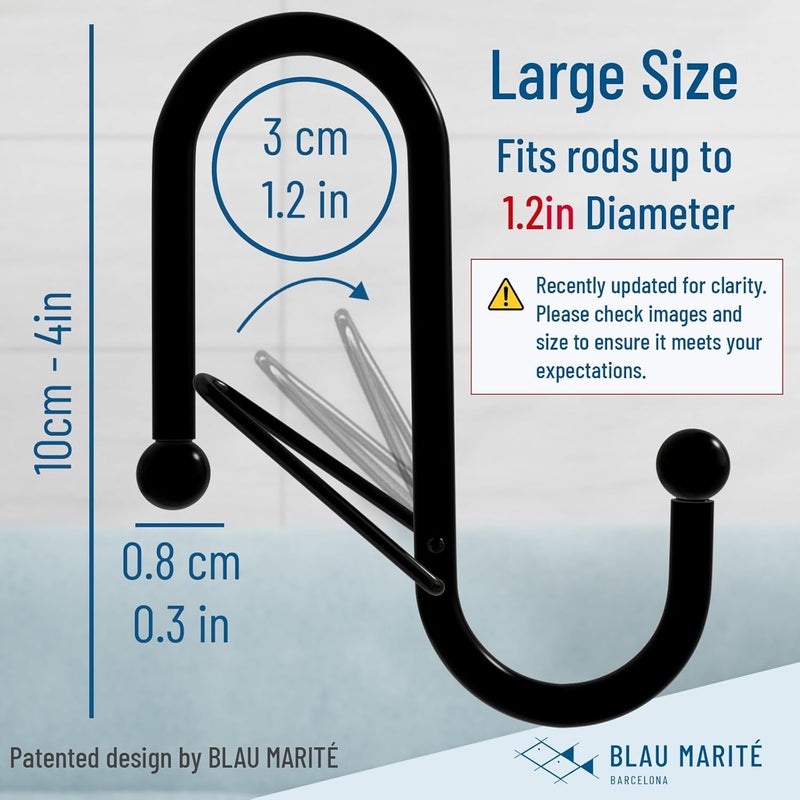 Blau Marité 6 S-Shaped Hooks with Anti-Fall System. Anti Drop S-Shaped Hook with Safety Buckle to Prevent Falls. Heavy Duty. (Black, 4in Long (Diameter Rod<1.2in)) - Image 3